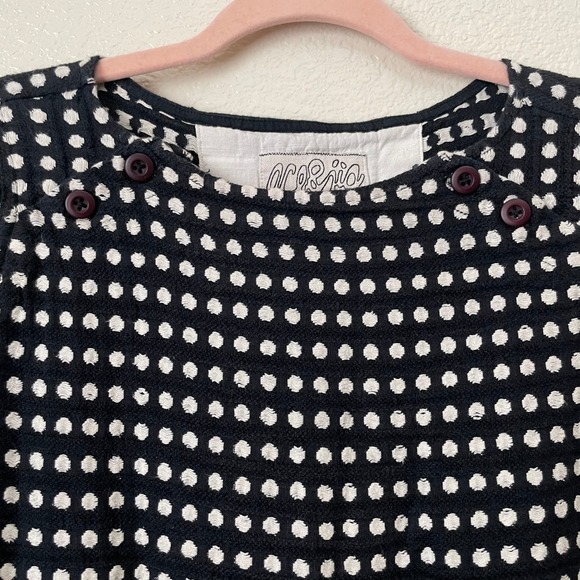 Ace & Jig Dress Womens Medium Blue White Polka Dot Mini Pockets Retro Prairie - Picture 4 of 11